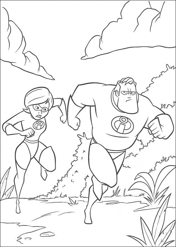 coloriage les parents indestructibles courent
